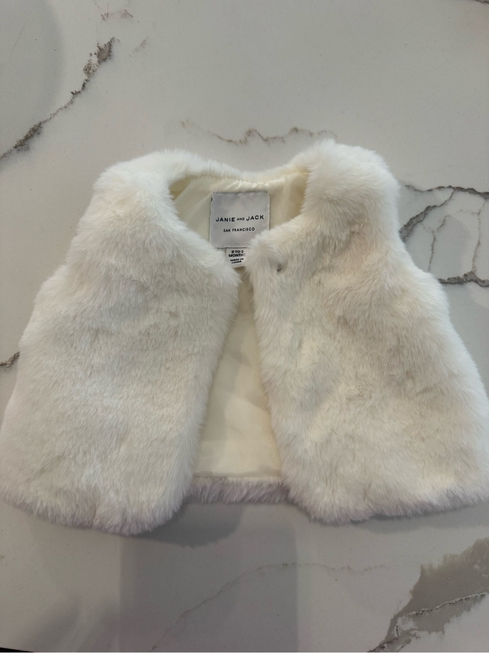 Janie and Jack Cream Faux Fur Vest for baby